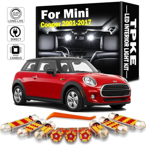 TPKE White Car Accessories For 2001-2016 2017 Mini Cooper Canbus Error Free LED Interior Light Kit Map Reading Dome License Lamp
