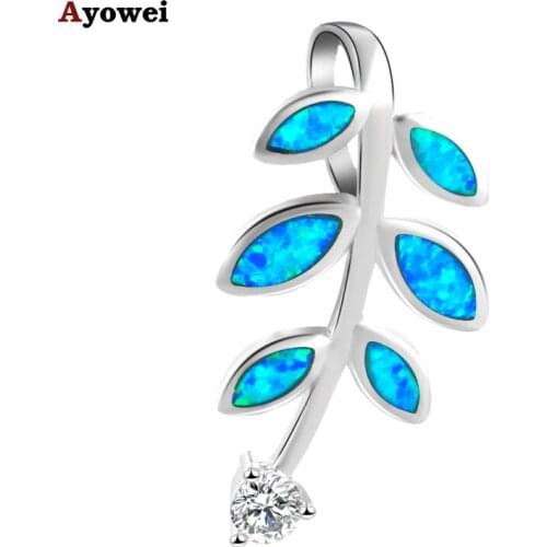 Ayowei Lowest Prices Top Quality Blue Fire Opal Stamped Silver Pendants for Elegant Women Fashion Jewelry OPS677A