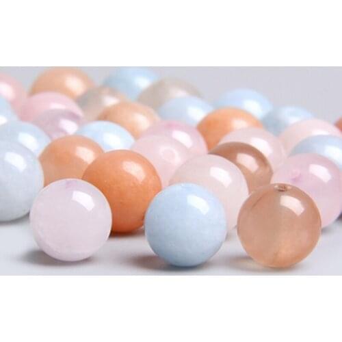 Natural Morgan Stone Bead round candy blue pink orange Morgan round loose spacer beads for jewelry making bracelet jewelry women