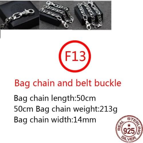 F13 S925 sterling silver bag chain trousers chain cross flower letter domineering style personality fashion retro tide brand
