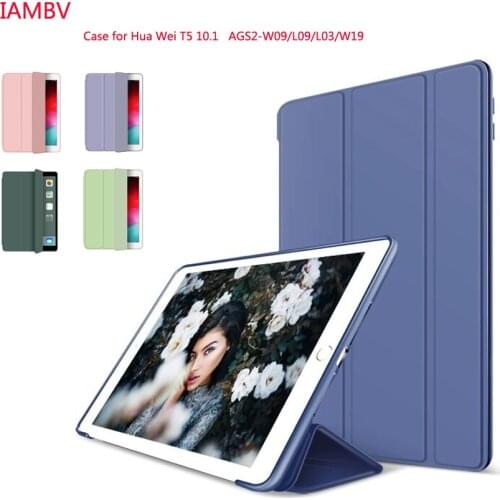 Tablet case for Huawei MediaPad T5 10 inch Leather Smart Sleep wake funda Trifold Stand Solid cover capa for AGS2-W09/L09/L03