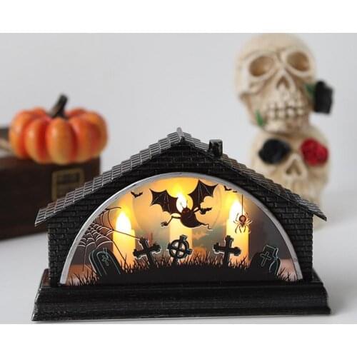 Halloween Decor Candle Light LED Candlestick Flameless Lamp Table Top Decoration Pumpkin Party Happy Halloween Decor For Home