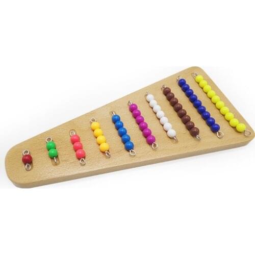LOG WOOD BABY WOODEN TOY Montessori Math Clored Beads Stair With Tray Manipulatives Kindergarten Color Beads And Arranging Rack