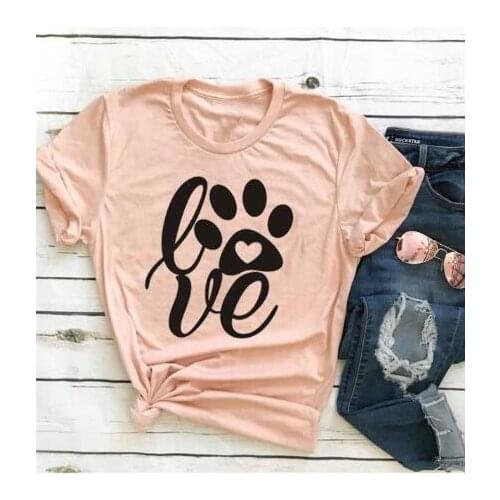 Love Paw Dog Printed T-Shirt Stylish Funny Dog Paw Graphic Shirt Aesthetic Tumblr Aesthetic Grunge Tops Summer Love dog paw Tees