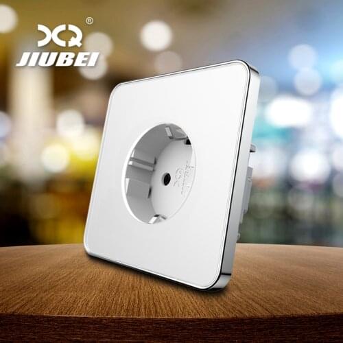 Jiubei EU Standard Power Socket, White Crystal Glass Panel, AC 110~250V 16A Wall Power Socket, SV-C7EU-11