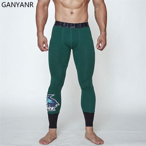 GANYANR Running Tights Men Compression Pants Gym Leggings Sportswear Fitness Sexy Basketball Yoga Workout Training Long Winter