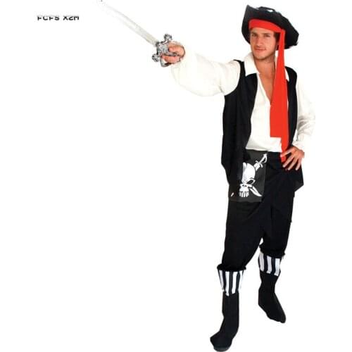 Man Skull Pirate Cosplay Adult Halloween Corsair Costumes Purim Carnival parade Masquerade Nightclub Bar Role Play Party dress