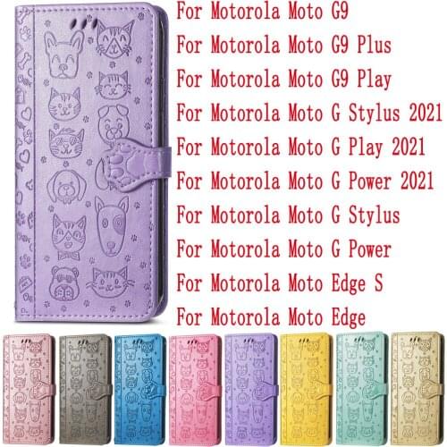 Sunjolly Leather Case Flip Card Wallet Stand Cover coque For LG Motorola Moto G9 Plus Play G Stylus Play Power 2021 Edge S
