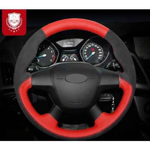 For Ford Focus Kuga EcoSport Fiesta Leather hand stitched steering wheel cover sweat proof Non-Slip grip wear-resistant