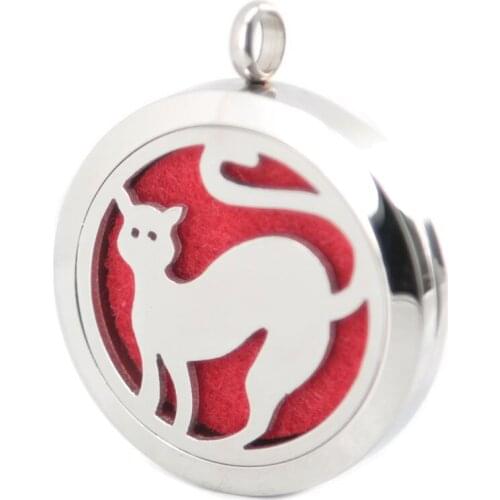 Beautiful Pet Cat Aromatherapy Essential Oil Surgical Stainless Steel Perfume Diffuser Locket Necklace Pendant