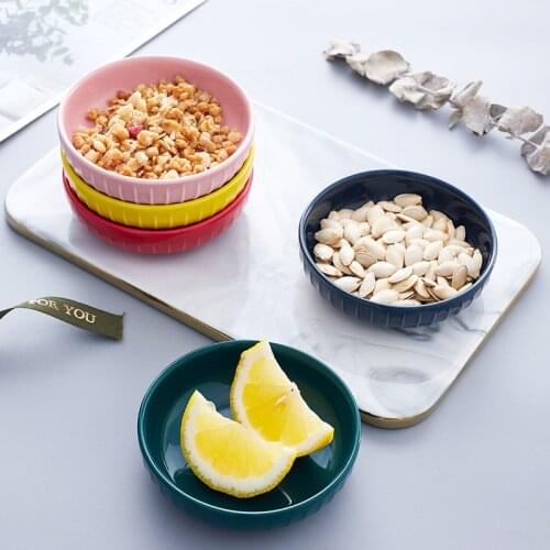 Ins Creative Ceramic Snack Dish Fruit Salad Personality Mini Plate Seasoning Sauce Dish Household Round Tableware