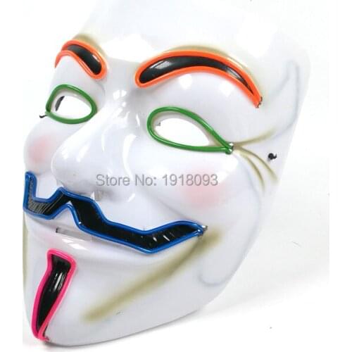 Hot 6 Style Optional Sound active LED mask EL Mask Vendetta mask Novelty Lighting Mask Gift for Halloween,Party,Night CLub