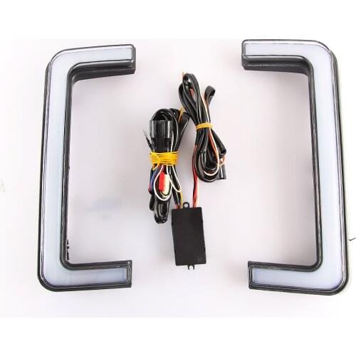 Car 2Pcs LED DRL Daytime Running Light for Ford Raptor F150 2015 - 2016 U - type 2 color day lights 12V CN(Origin)