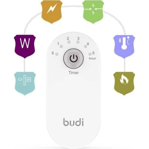 BUDI Multi-function Smart Charger Adapter 12W 2.4A Safety Charger Timer 2 Plu USB UK input Plug/US 100-240V Plug/EU Fast Ch S0J1