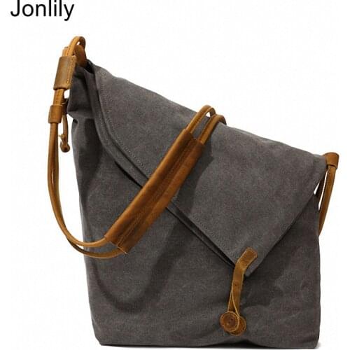 Jonlily Mens Retro Canvas Shoulder Bag Fashion Messenger Crossbody Bag Commuter Bag Teens Daybag Purse -KG585