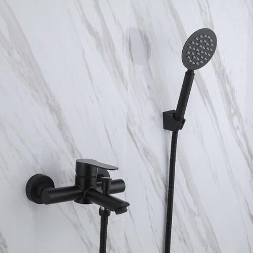 Matte Black Stainless steel Mixer Shower faucet Set Wall Mounted bath Faucet Single Handle Bathroom Mixer Tap Bathtub faucet