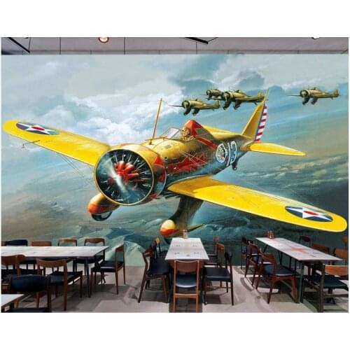 Custom mural on the wall 3d wallpaper Vintage hand drawn oil painting yellow bomber home decor photo wallpaper for living room