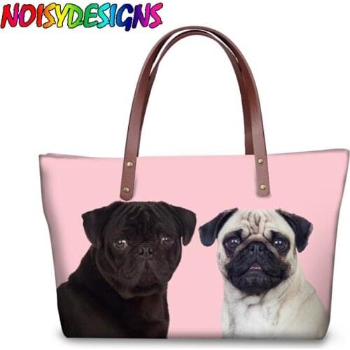 NOISYDESIGNS Puppy Pug Print Tote Bags Women Cute Large Capacity Shoulder Bags Ladies Leisure Beach Handbag sac a main