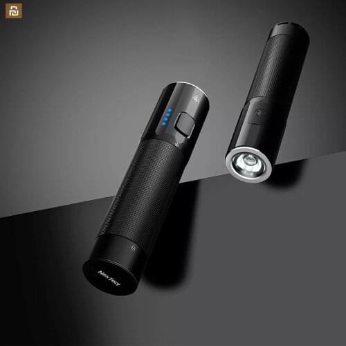 New Powerful Waterproof Rechargeable LED Flashlight Natuo outdoor strong light small straight flashlight portable black
