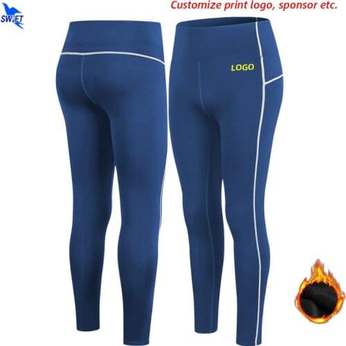 2020 NEW Women Fleece Running Tights High Wasit Gym Fitness Leggings Compression Yoga Pants Quick Dry Elastic Trousers Customize