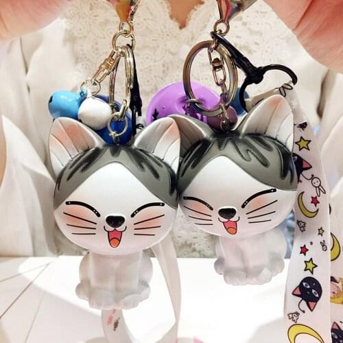 2021 Fashion New Cartoon Key Chain Simple Cat Cute Bag Pendant Creative Car Key Chain Big Face Cat Womens Small Gift