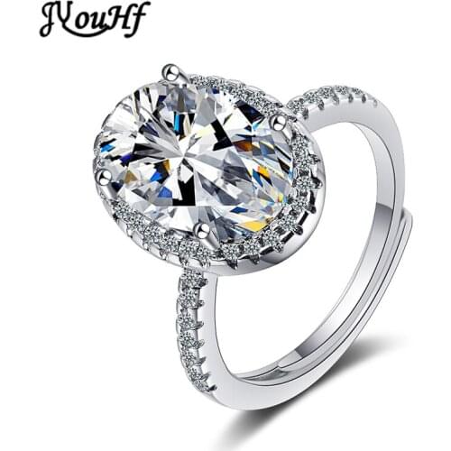 Fashion Oval Cubic Zirconia Finger Rings for Women Luxury 925 Sterling Silver Open Adjustable Ring Wedding Jewelry Fine Gift