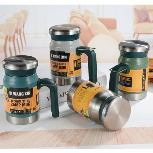 600ml Stainless Steel Vacuum flask Tea Cup filter Portable Double-layer Coffee Mug With Handle Office Camping Travel Thermos Cup