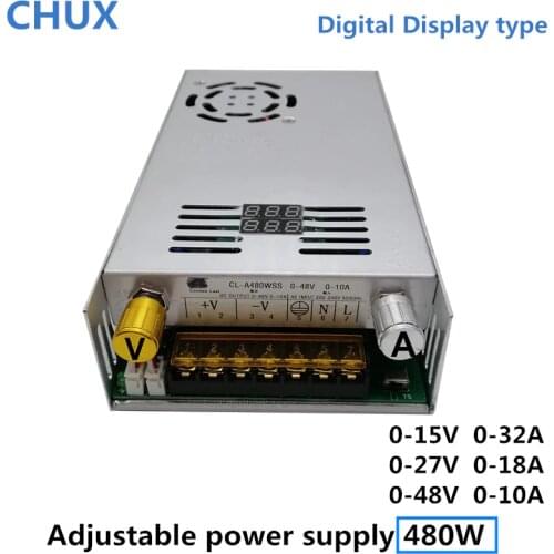 Adjustable Switching Power Supply 480W Digital Display Type for LED DC 0-15V 27V 48V SMPS Power Supplies