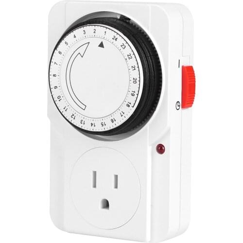 Mechanical Timer Socket 24‑Hour Cycle Timing Controller Socket US Plug 125V Home Supplies 24-Hour Cycle Timing Control