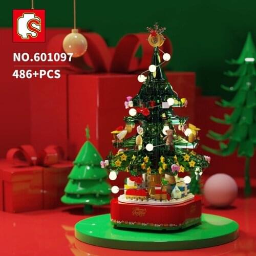 SEMBO Ideas Series 601097 The Christmas Tree With Music Box Model Building Blocks Set Classic Christmas Gift MOC Children Toys
