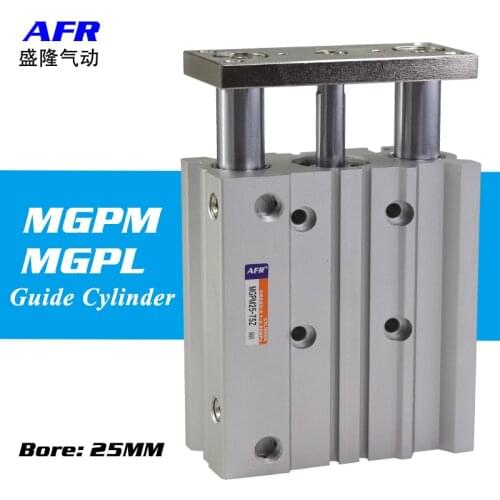 Smc type Thin cylinder with rod MGPM25-20/25/30/50/75/100/125/150 Three axis three bar Pneumatic components Guide cylinder