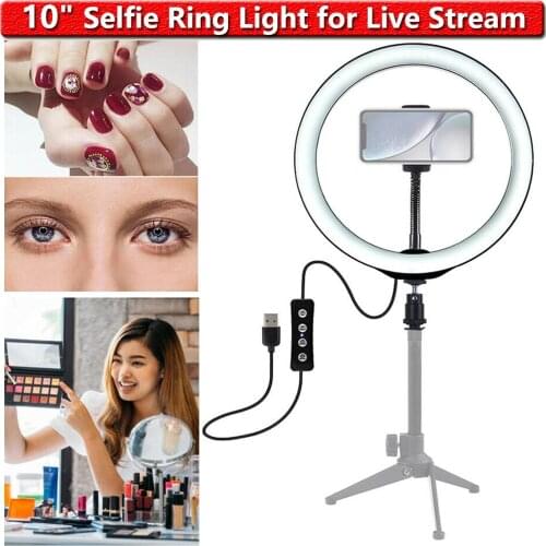 Vanity LED Ring Lights for Youtube Tik Tok Video 10" Selfie Ring Light With Tripod Stand Selfie Live 3 in 1 Selfie Light D30