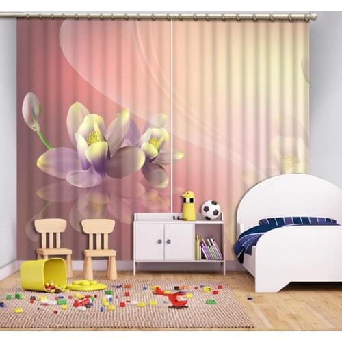 Blackout Shade Window Curtains European Modern 3d curtains printed flower custom curtain modern bedroom curtains