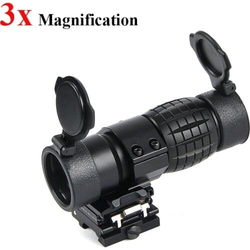 Tactical 30mm 3X Magnifier Scopes Optics Focus Adjusted Fits Red Dot Sight with Picatinny Weaver Rail Mount With Covers
