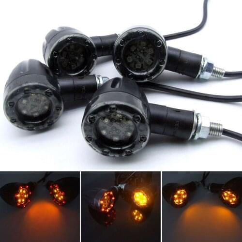 4 Pcs Universal Motorcycle Bullet Turn Signal Tail Brake Light 6 LED Indicator Amber Lamp For Chopper Cruiser DC 12V
