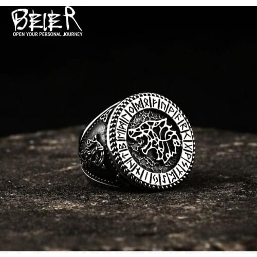Vintage Fashion Viking Warrior Wolf Rings for Men Punk Jewelry Retro Wolf Totem Male Finger Bands