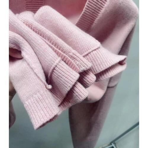 College Style 2021 Autumn and Winter New Letter Jacquard V-neck Single-breasted Long-sleeved Sweater Knitted Cardigan