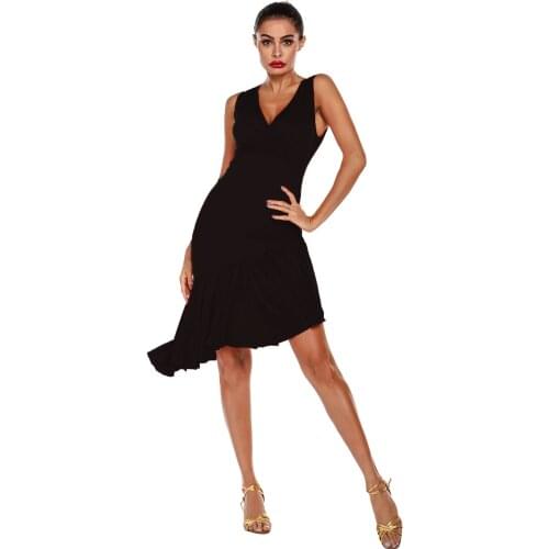 2020 New Sexy Woman Latin Dance Dress Adult Ballroom Dance Big Swing Skirt High Qualitysalsa Tango Dance Wear Costume Stage Wear