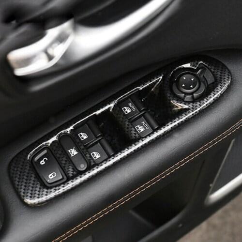 ABS Doors Window Lifter Switch Buttons Decorative Frame Cover Trim For Jeep Compass 2017- 2020 Car Styling Accessories 4pcs