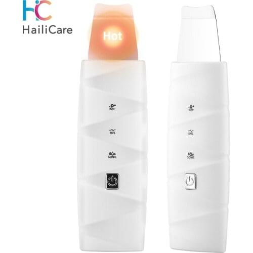 Heat Ultrasonic Skin Scrubber Face Spatula EMS Blackhead Remover Pore Cleaner Facial Deep Cleansing Ion Skin Peeling Lift Tools