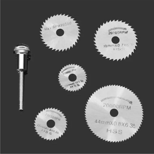 6pcs HSS Saw Blades for Dremel Ratory Tools Circular Saw Blades Cutting Discs Mandrel Cutoff Cutter Power tools multitool