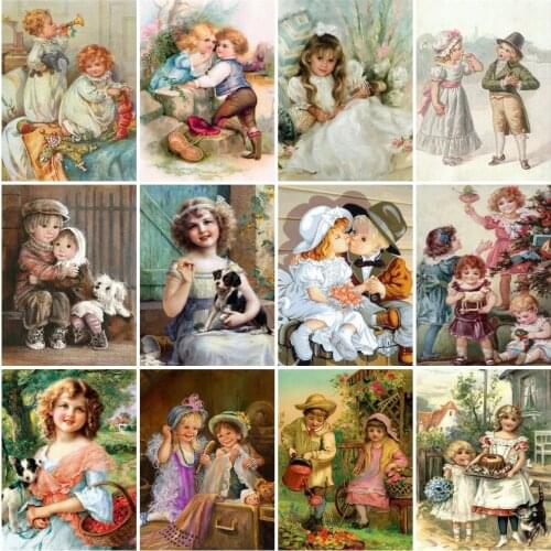 AZQSD Coloring By Numbers Boy And Girl Unique Gift For Children Diy Painting By Numbers Portrait Oil Painting For Home