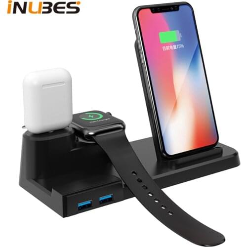 3 in 1 Qi Fast Wireless Charger For iPhone Samsung Wireless Charging Dock Station For Airpods Apple Watch Fast Charger USB Ports
