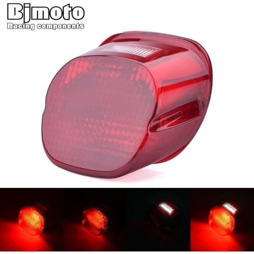 BJMOTO Motorcycle Red Lens Tail Lights Rear LED Running Light Brake Stop Lamp Taillight For XL FLHR Dyna FLST Touring