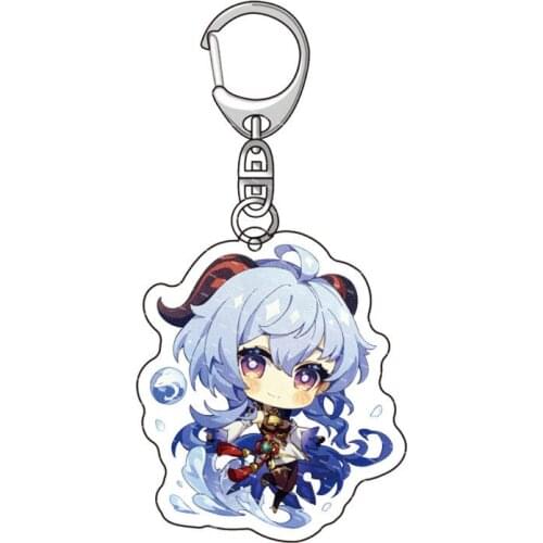 Genshin Impact Zhongli Diluc Keychain Cosplay Cute Game Character Venti Paimon Tartaglia Mona Acrylic Key Chain Pendant Keyring