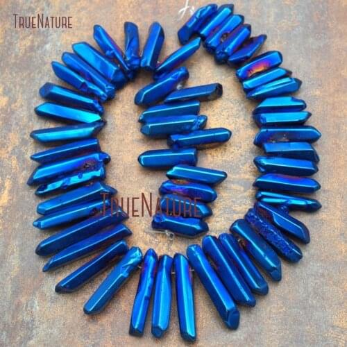 White Quartz Strand Beads Titanium Blue Polishing Pillar Strand Beads 8x20-15x42mm BE12380