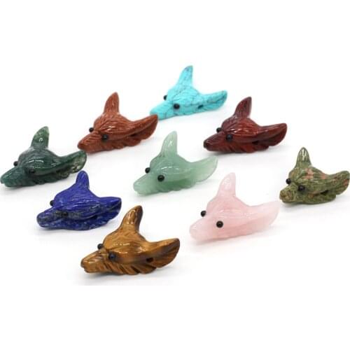 New Natural Stone Tiger Eye Agates Pendant Wolf Head Crystal Through Hole Beads for Jewelry Making DIY Bracelet Necklace Anklet