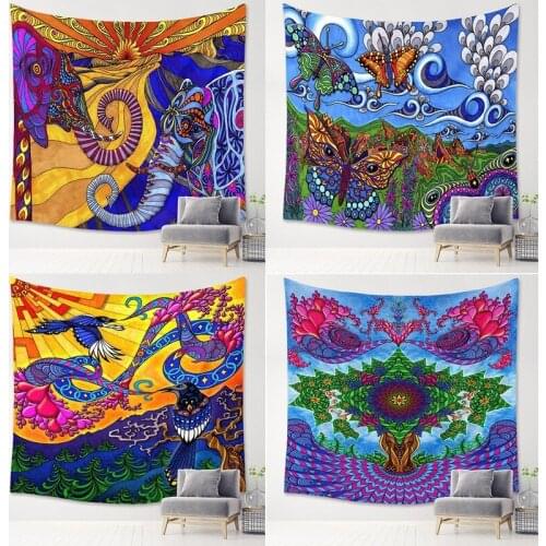 Color animal graffiti tapestry bedroom wall decoration wall hanging cloth fabric hanging painting background cloth