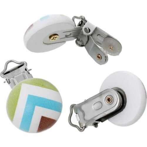 Baby Pacifier Clips Wooden Round 4.4 x2.9cm