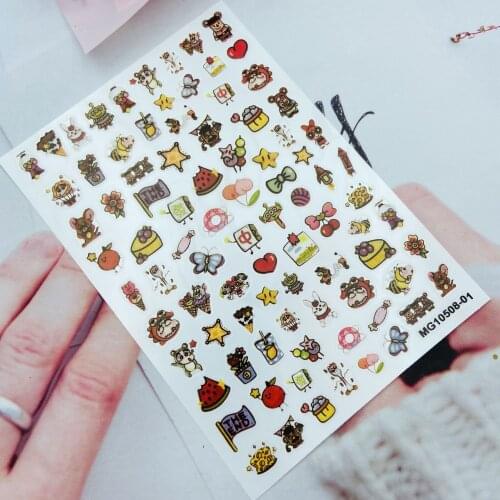 DIY Japanese Style 3d Fashion Hot Selling Nail Stickers Back Glue Adhesive Thin Traceless Dry Nail Decals New Design Rabbits